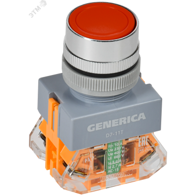 Кнопка D7-11T d=22мм 1з+1р с фикс. кр. GENERICA BBT50-11T-3-21-K04-G