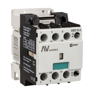 Контактор КМЭ 18А 1NC 400В АС AVERES ctr-s-18-01-400-av