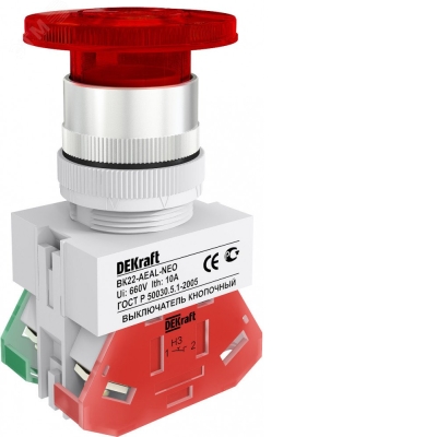 Выкл. кноп. грибок с фикс. AEAL 22 мм 1НО+1НЗ Цвет: C2 25040DEK