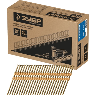 ЗУБР SN21 50 х 2.87 мм, реечные гвозди рифленые, 3500 шт (305392-50)